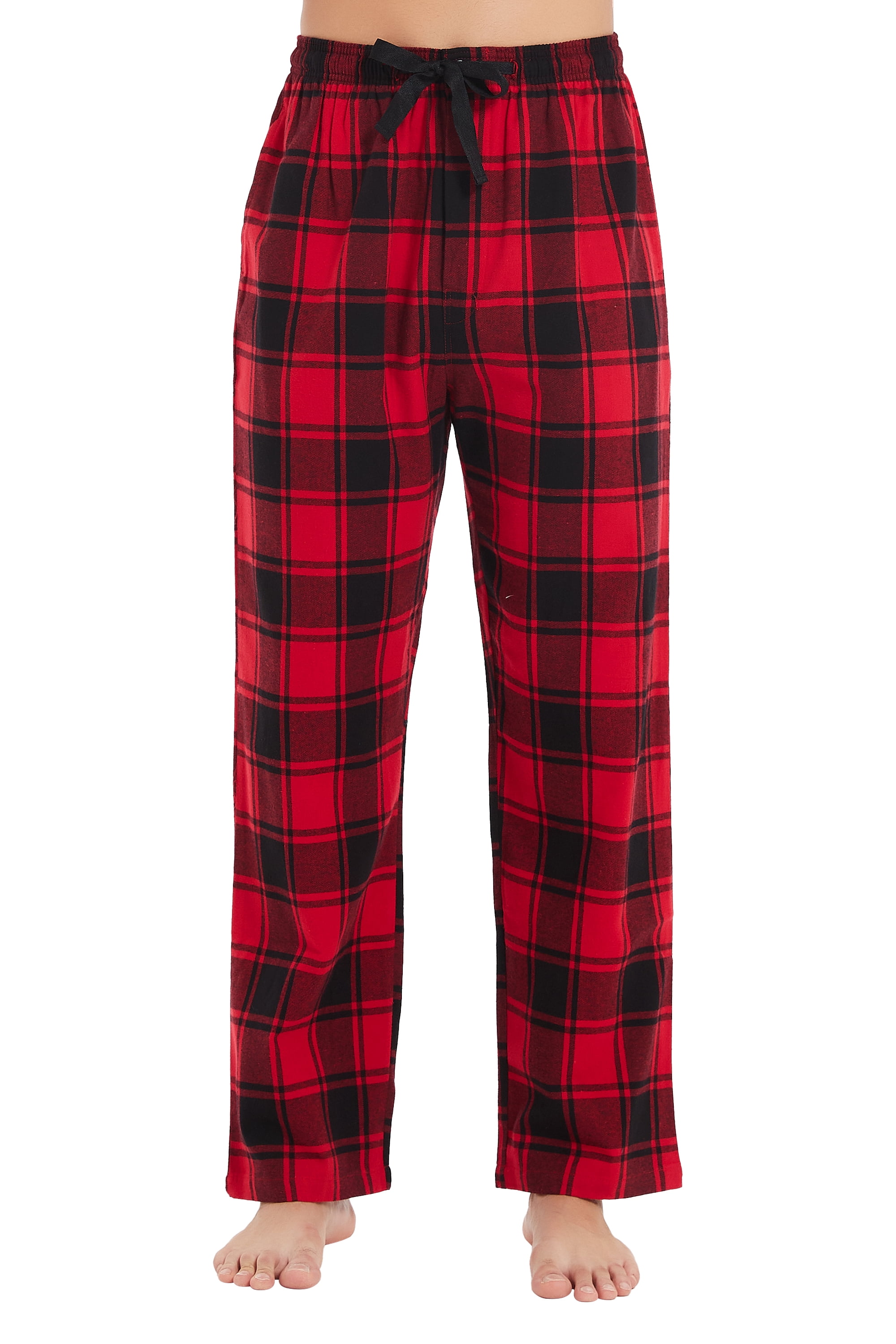 Men's 100% Cotton Flannel Pajama Pants Yarn Dyed Plaid with Pockets Loungewear Pants XL