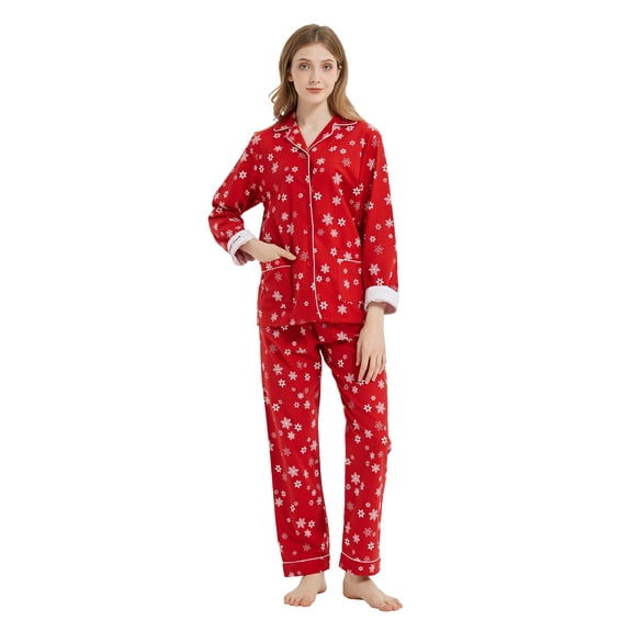 Kolipajam Women's 10% cotton Flannel Pajama Set Cozy Drawstring Waist Winter Pjs for Women 3XL