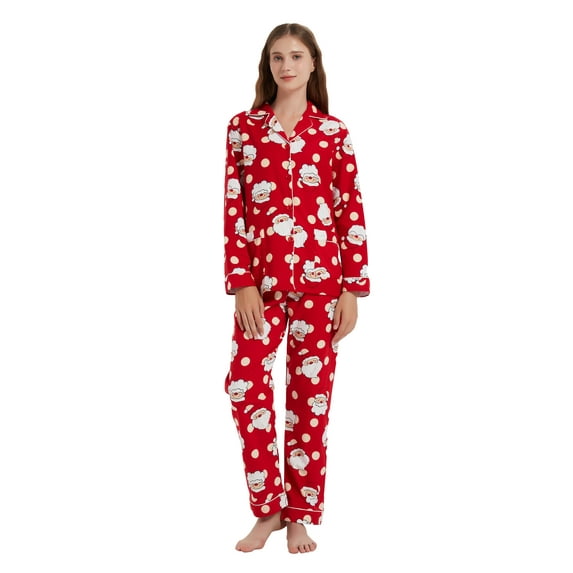 Kolipajam Women's 10% cotton Flannel Pajama Set Cozy Drawstring Waist Winter Pjs for Women XXL