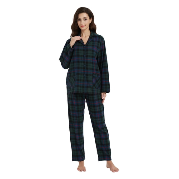 Kolipajam Women's 100% Cotton Flannel Pajama Set Cozy Drawstring Waist Winter Pjs for Women 3XL