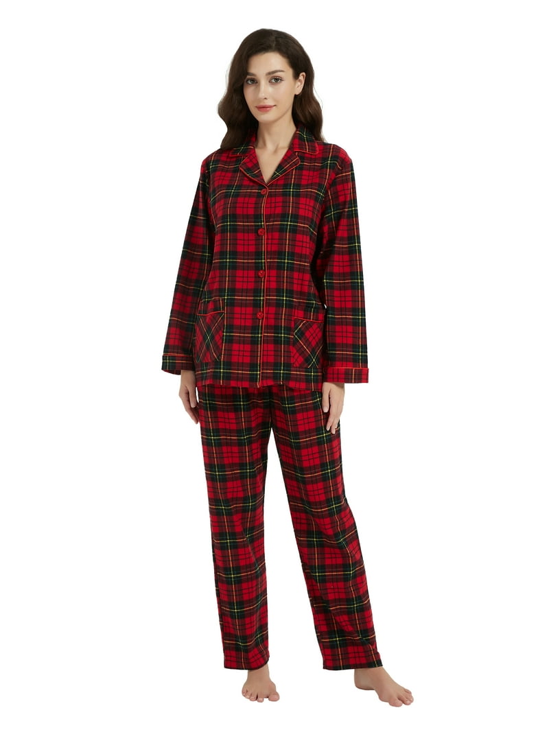 Kolipajam Women's 100% Cotton Flannel Pajama Set Cozy Drawstring