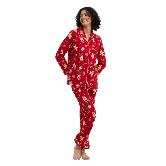 Kolipajam Women's 100% cotton Flannel Pajama Set Cozy Drawstring Waist Winter Pjs for Women L