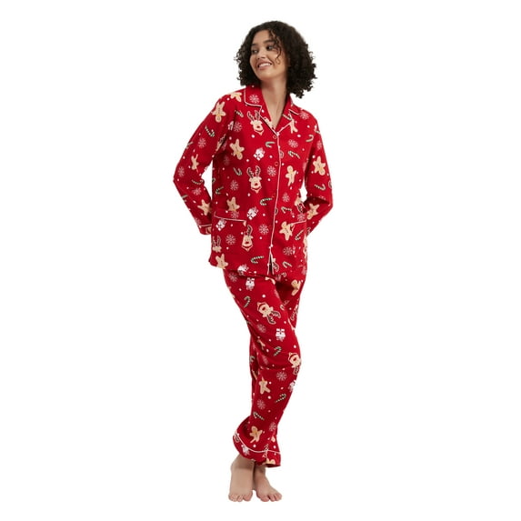 Kolipajam Women's 100% cotton Flannel Pajama Set Cozy Drawstring Waist Winter Pjs for Women M