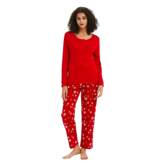 Kolipajam Women's Cotton Flannel Pajama Set Cozy Drawstring Waist Winter PJs for Women 3XL