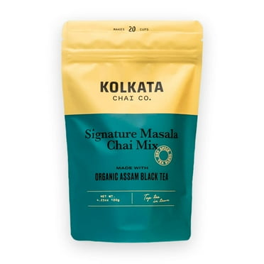 Kolkata Chai, Signature Masala Chai Mix, 100% Organic Black Tea, Makes 20 cups, Premium Loose Leaf Tea and Spice Blend, All Natural, 4.23 oz