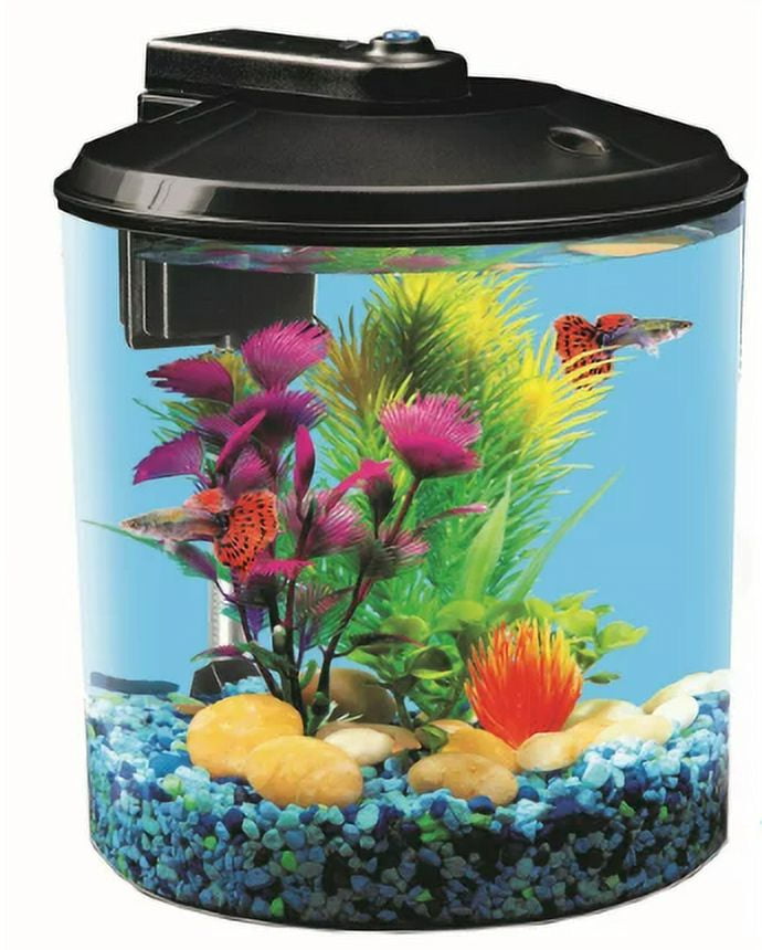 KollerCraft 2 Gal Aquarium Starter Kit with LED Lighting and Power Filter Impact Resistant Plastic