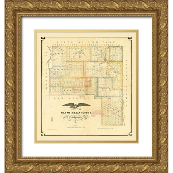 Kollner 15x16 Gold Ornate Wood Framed with Double Matting Museum Art Print Titled - MKean County Pennsylvania - Kollner 1857