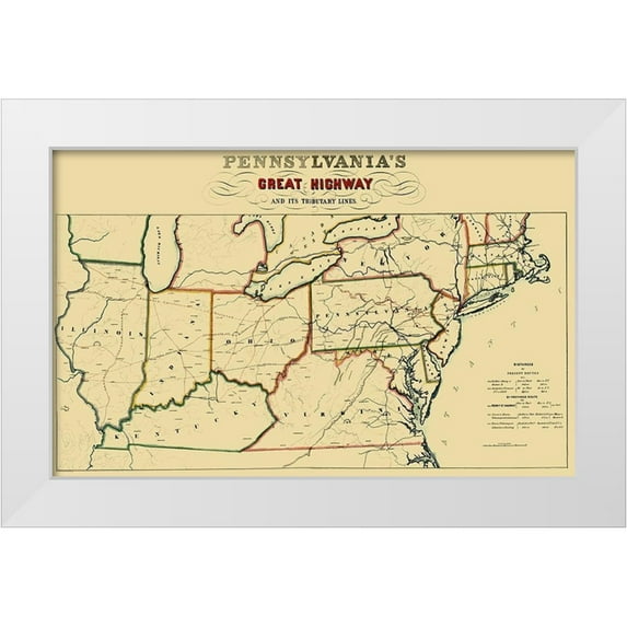 Kollner 18x13 White Modern Wood Framed Museum Art Print Titled - Sunbury and Erie Railroad - Kollner 1850