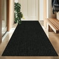 thumbnail image 1 of Koloko Outdoor Runner Rug Indoor Non-Slip Long Rugs Custom Size Carpet Runners with Rubber Backing Mat for Hallway Kitchen Entryway Garage Laundry Striped Black, 2ft x 6ft, 1 of 8