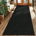 thumbnail image 1 of Koloko Runner Rugs Outdoor Indoor Non-Slip Area Rug Long Carpet Runners with Rubber Backing Mat Custom Size for Hallway Kitchen Entryway Garage, Black Striped, 3' x 6', 1 of 6