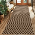 thumbnail image 1 of Koloko Runner Rugs Outdoor Indoor Non-Slip Area Rug Long Carpet Runners with Rubber Backing Mat Custom Size for Hallway Kitchen Entryway Garage, Brown Checkred, 4' x 6', 1 of 6