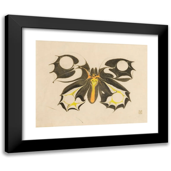 Koloman Moser 14x12 Black Modern Framed Museum Art Print Titled - Butterfly