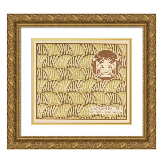 Koloman Moser 14x12 Gold Ornate Wood Frame and Double Matted Museum Art Print Titled - Wish Hutlein Tissue in Two Colors (Little Wishing Has Woven in Two Colors) (1901)