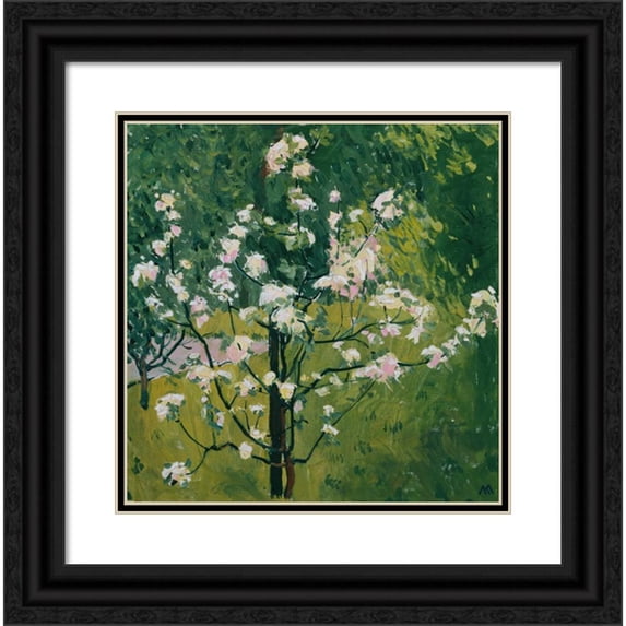 Koloman Moser 15x15 Black Ornate Wood Framed Double Matted Museum Art Print Titled - Flowering Tree (1913)
