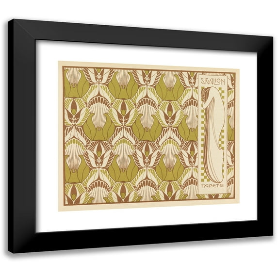 Koloman Moser 17x15 Black Modern Framed Museum Art Print Titled - Sigalion Tapete (Sigalion Wallpaper) (1901)
