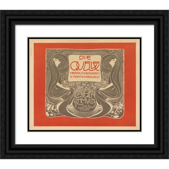 Koloman Moser 17x15 Black Ornate Wood Framed Double Matted Museum Art Print Titled - The Source Surfaces Jewelry (1901)