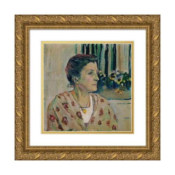 Koloman Moser 20x20 Gold Ornate Framed and Double Matted Museum Art Print Titled - Charlotte Moser, Sister of the Artist (1910)