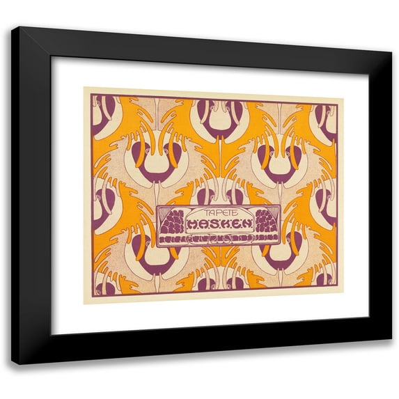 Koloman Moser 23x20 Black Modern Framed Museum Art Print Titled - Tapete Masken (Masks Wallpaper) (1901)