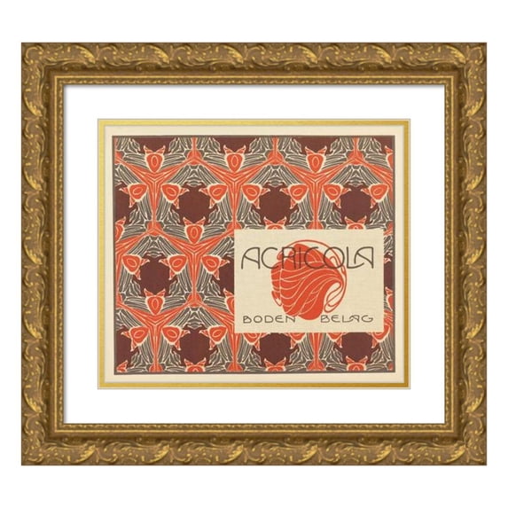 Koloman Moser 23x20 Gold Ornate Framed and Double Matted Museum Art Print Titled - Acricola Bodenbelag (Acricola Floor Covering) (1901)
