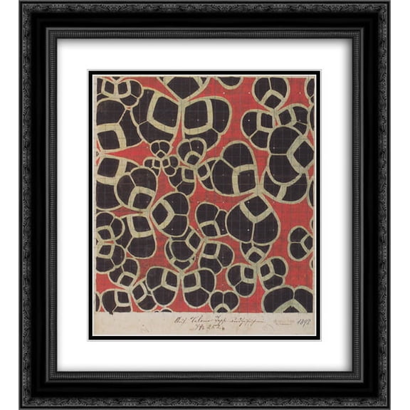 Koloman Moser 2x Matted 20x22 Black Ornate Framed Art Print 'Backhausen Interior Texiles for the Bristol Hotel in Bolzano'