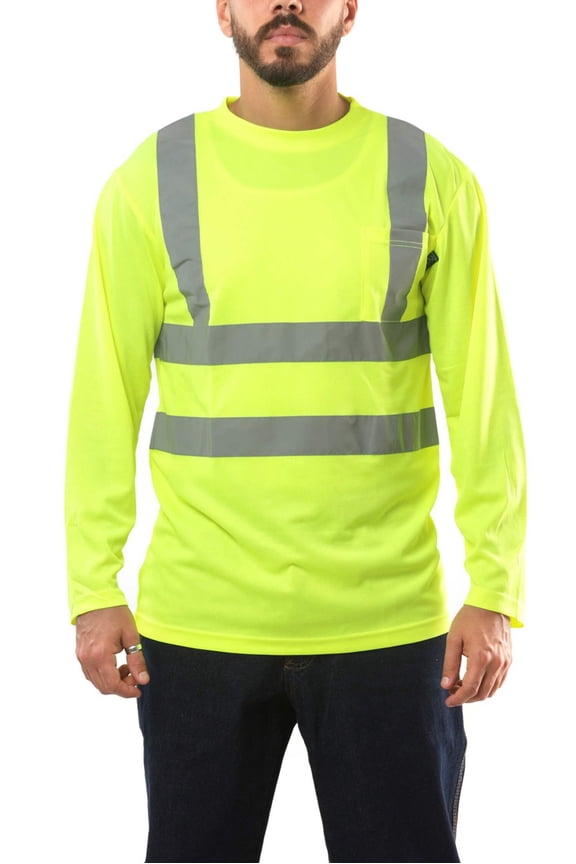 AirFlex ANSI Class 2 High Visibility Long Sleeve Safety Shirt Yellow