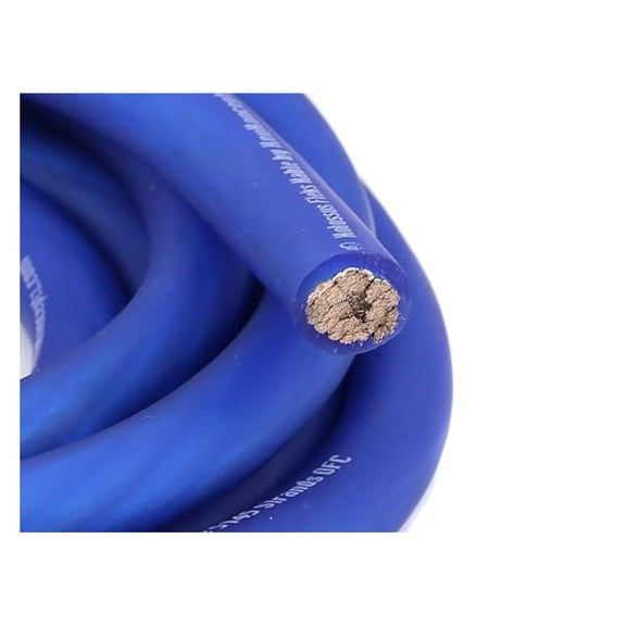 Kolossus Flex Kable OFC 0 Gauge Power Wire Copper Cable Blue (15 ft) 1/0 AWG