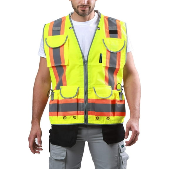 Kolossus Pro High Visibility Safety Vest 9 Pockets Padded Neck