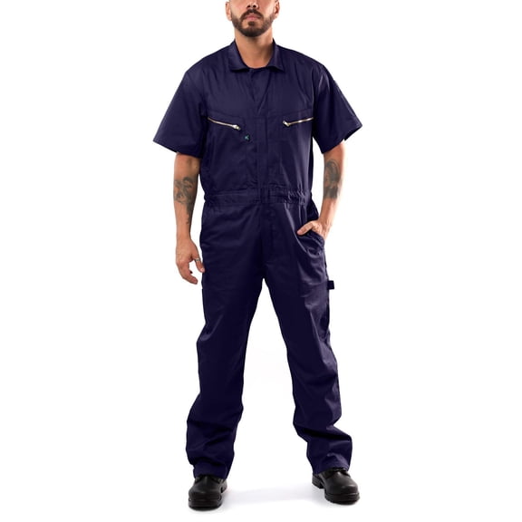 Kolossus Pro-Utility Cotton Blend Short Sleeve Coverall with Zip-Front Pockets, KC08