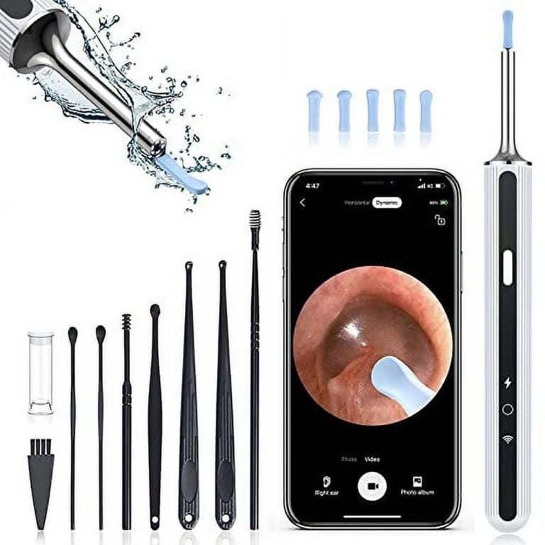 Kolrry Ear Wax Removal, Ear Cleaner with Camera, Ear Cleaning Kit with  1080P, Earwax Remover Tools with Light, Ear Wax Removal kit for iOS &  Android Smart Phones(White) 