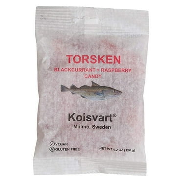 Kolsvart Swedish Fish Candy -  Raspberry + Blackcurrant (TORSKEN) 4.2 Ounce
