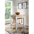 Kolton Square Kitchen Island, White and Natural with Butcher Block Top