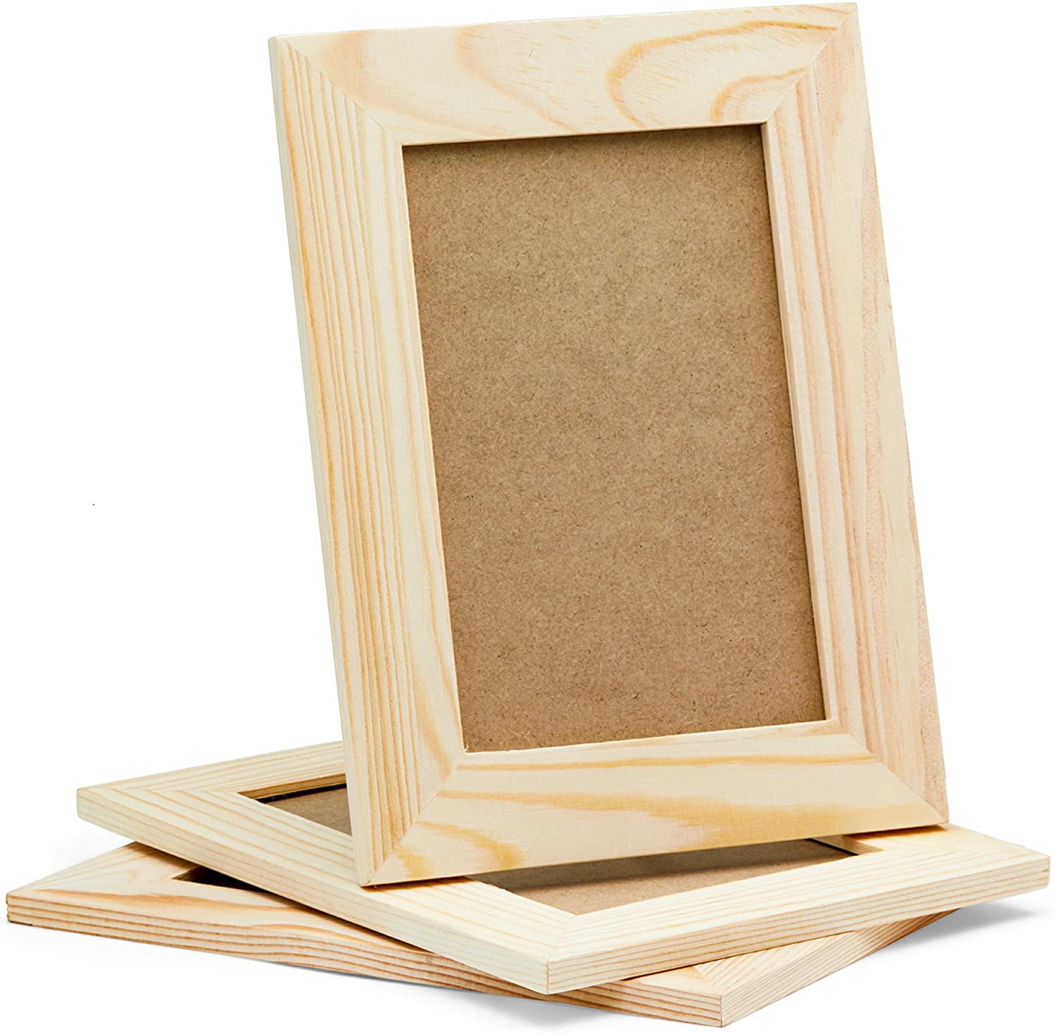 Pack of 12 - Unfinished Solid Pine Wood Picture Frames for Arts & Crafts, DIY Painting Projects - Stand or Hang on The Wall - (6x8 Frame Size Holds