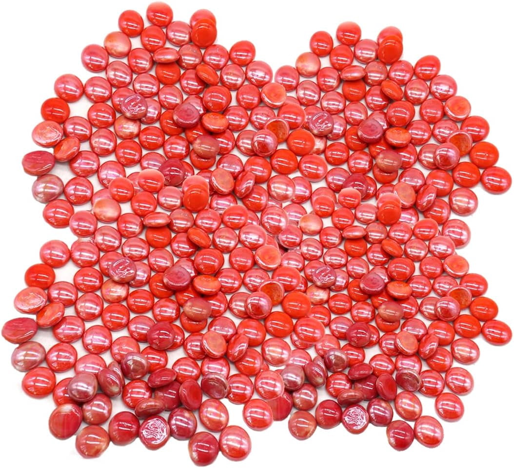 Koltose by Mash Flat Glass Marbles, Red Accent Gems, Decorative Vase