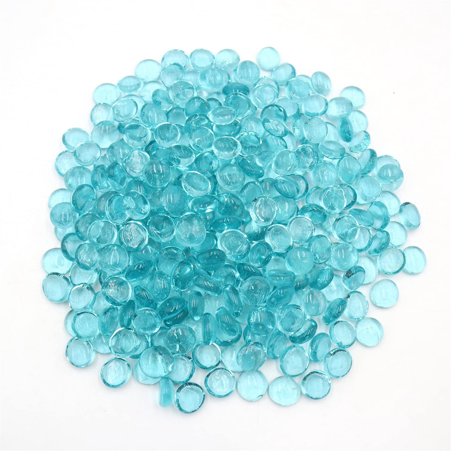 Koltose by Mash Flat Glass Marbles, Transparent Aqua Accent Gems