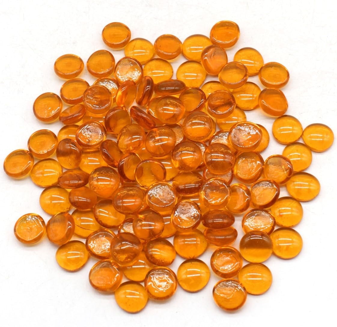 Koltose by Mash Flat Glass Marbles, Transparent Orange Accent Gems