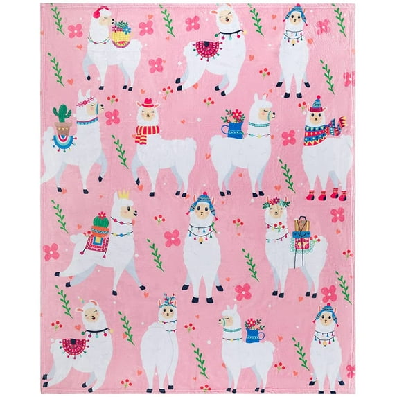 Koltose by Mash - Llama Throw Blanket, Fleece Fabric, XL 50”x 60”, Machine Washable