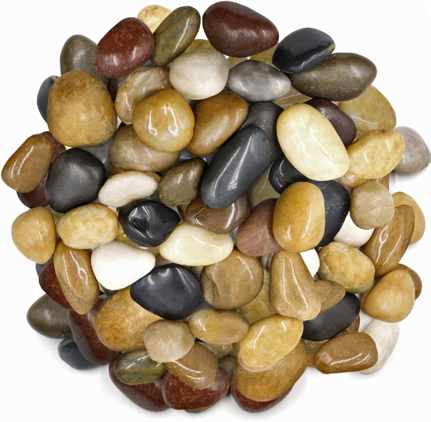 10lbs River Rocks, Decorative Pebbles for Plants, Fish Tank, Landscaping,  Natural Polished, Mixed Colors, 3/8 to 1 1/2 Inch