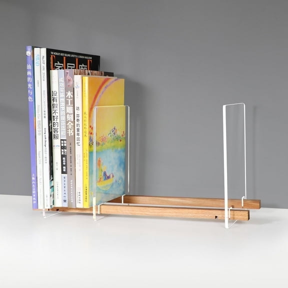 Kolymax Acrylic and Wooden Desktop Bookshelf, Adjustable Tabletop, 1-Shelf