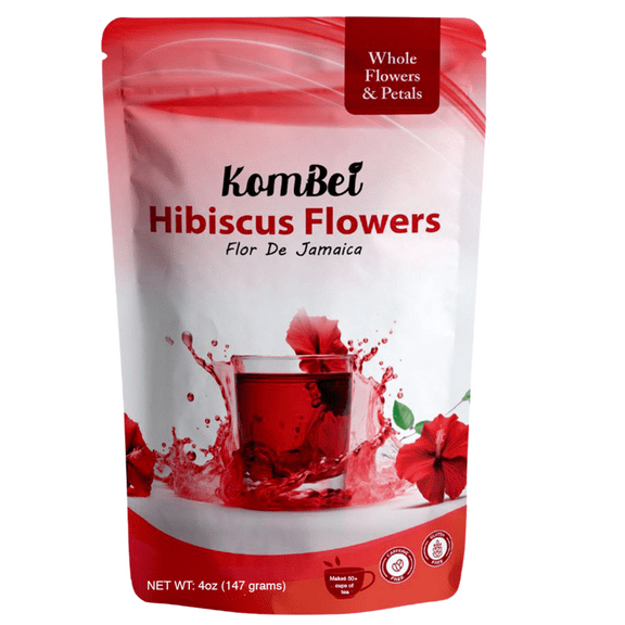 KomBei Loose Leaf Premium Hibiscus Tea, Flor de Jamaica (8oz) | Whole Flowers and Petals | Twice-Sifted | Herbal Tea | Caffeine-Free | Makes 110+ cups (8 oz)