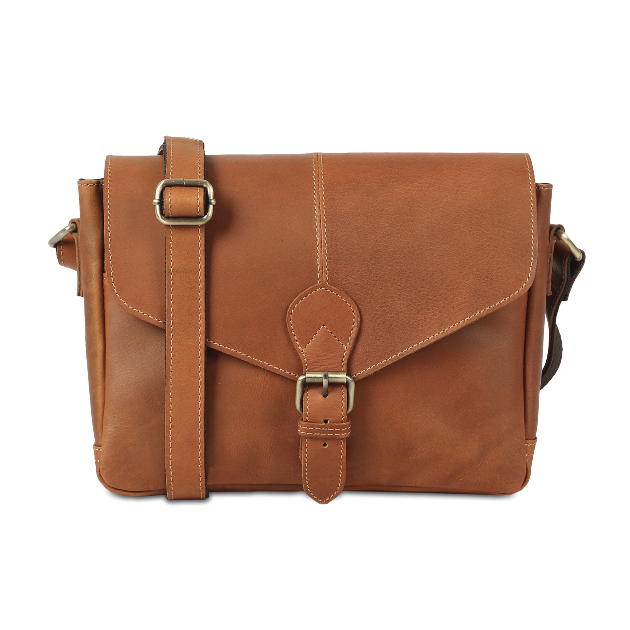 Komal's Passion Leather Women's Premium Buffalo Leather Crossbody Shoulder Bag, Brown