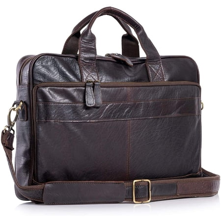 KomalC 16 Inch Leather briefcases Laptop Messenger Bags for Men and Women Best Office School College Satchel Bag