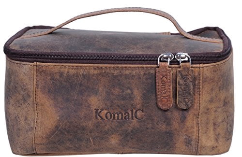 Komalc genuine Unisex Vanity Leather Dopp kit - Travel Toiletry Bag Shaving Kit