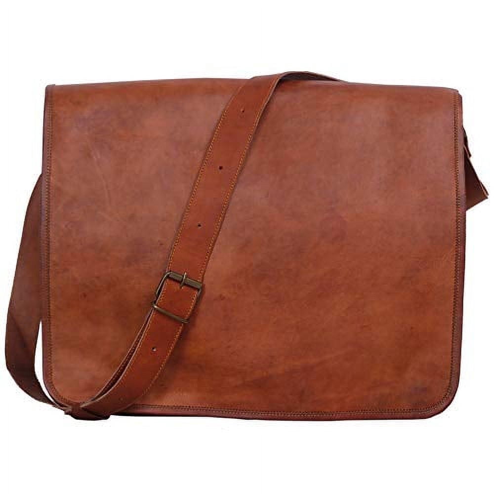 16-Inch Full Grain Leather Laptop Messenger Bag  Vintage Satchel for Men