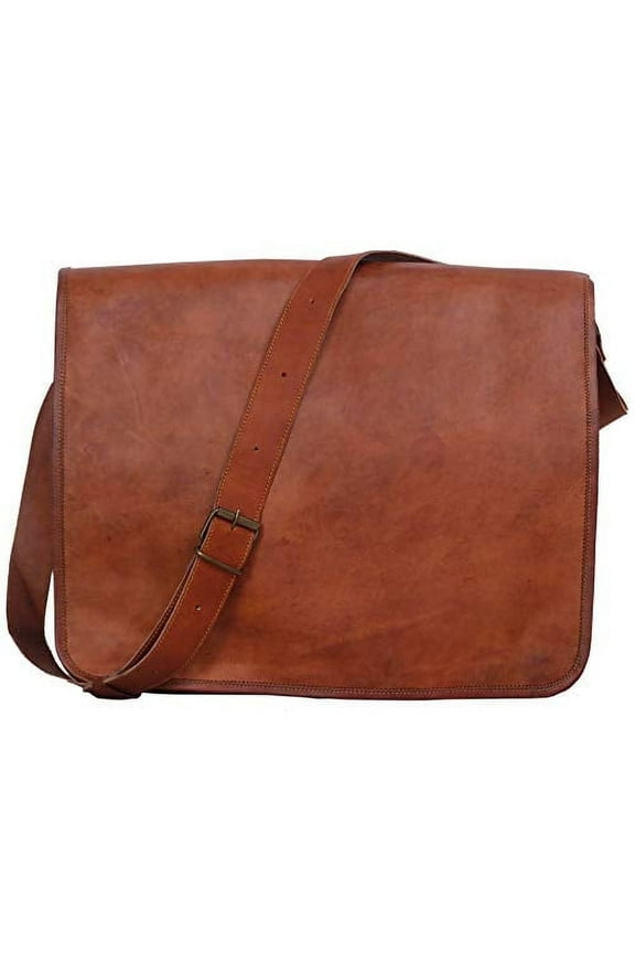 Komals Passion Leather Vintage Mens 16 Inch Leather Laptop Messenger Pro Satchel Mens Bag