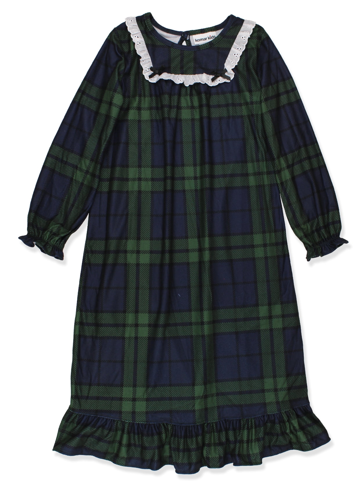 Komar Kids Big Girls Blue Green Plaid Christmas Holiday Nightgown