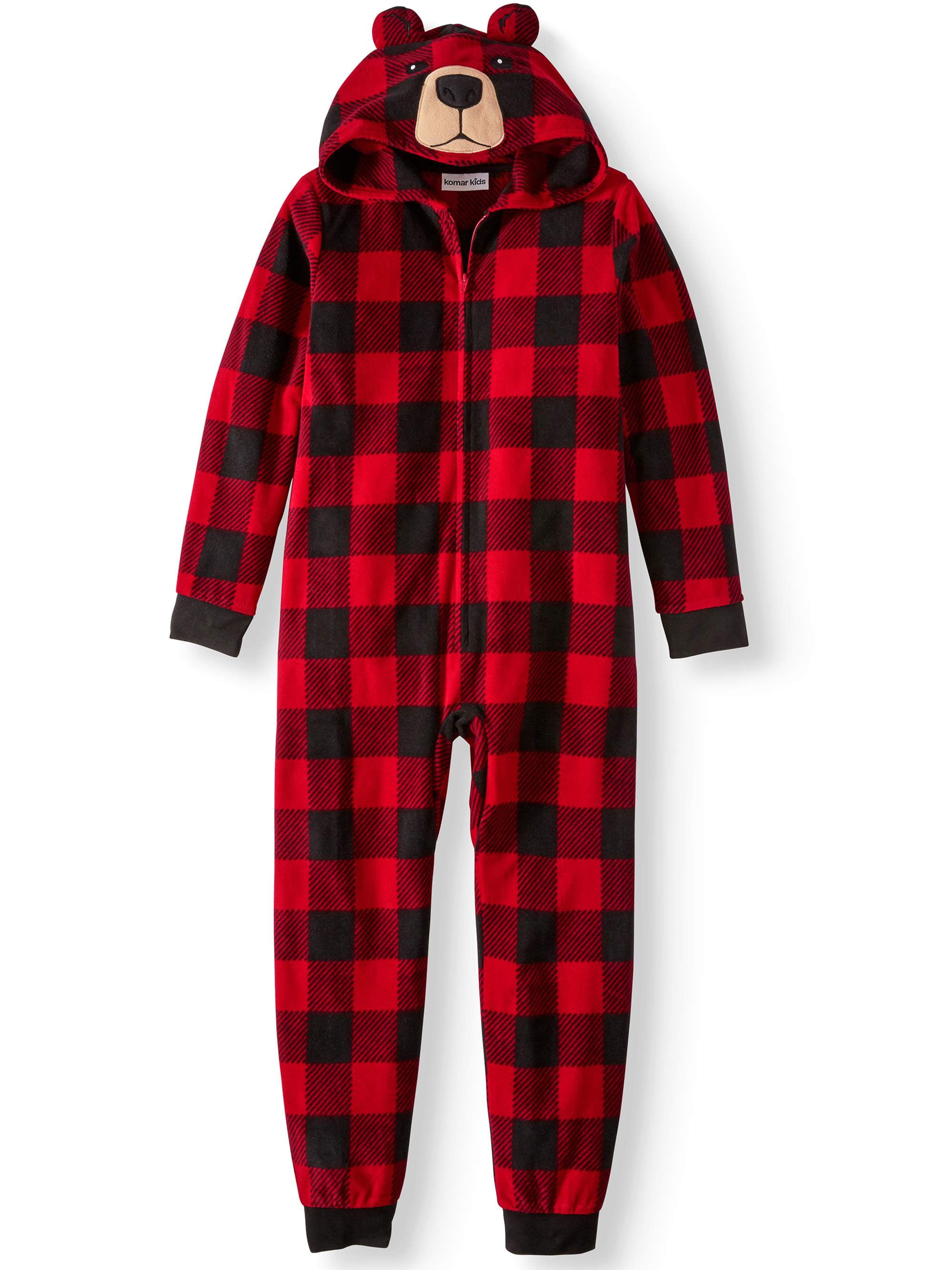Komar Kids Boy's Buffalo Plaid Bear Hooded Pajama Sleeper (Little Boys & Big Boys)