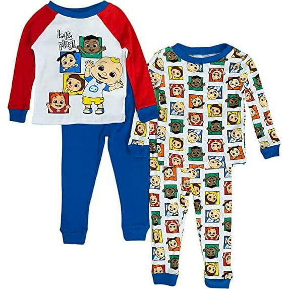 Komar Kids Boys Cocomelon Let's Play Cotton 4 piece Toddler Pajamas (2T)