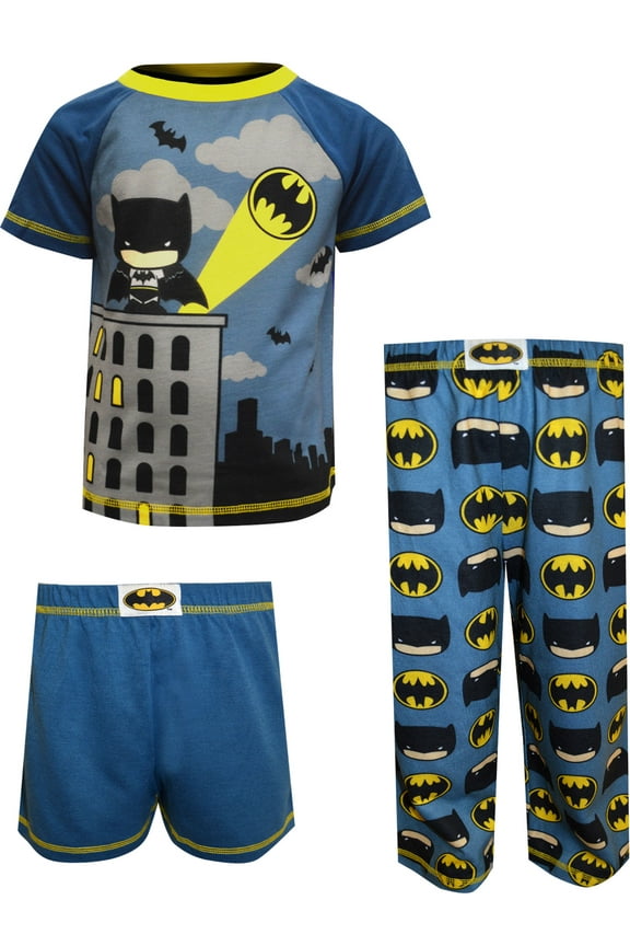 Boys DC Comics Batman Toddler 3 Piece Pajamas (2T)