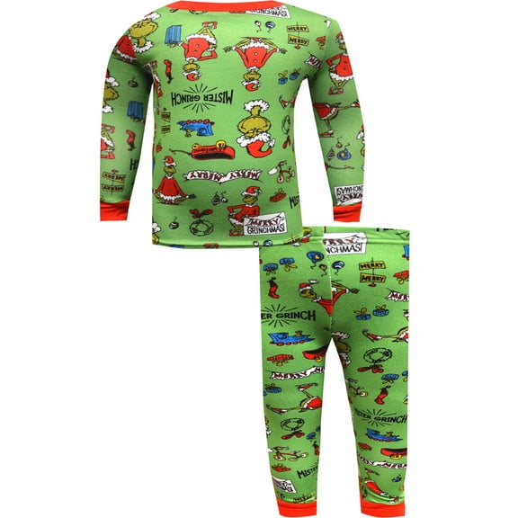 Komar Kids Boys Dr. Seuss The Grinch Grinchy Green Ultra Soft Boys or Girls Pajamas (4)