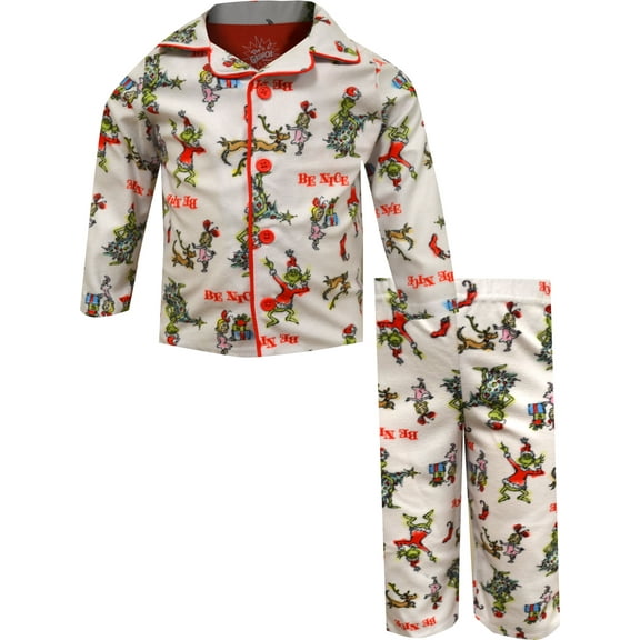 Komar Kids Boys Dr. Seuss The Grinch Infant Traditional Flannel Pajamas (4T)